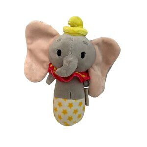 Hallmark Itty Bittys Dumbo Plush Rattle Toy 7" Soft Baby Safe Gray Yellow